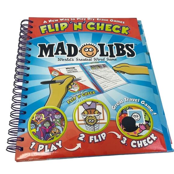 2011 Mad Libs Flip N Check Dry-Erase Wipe Off Spiral Bound Hardback Book - Picture 1 of 3
